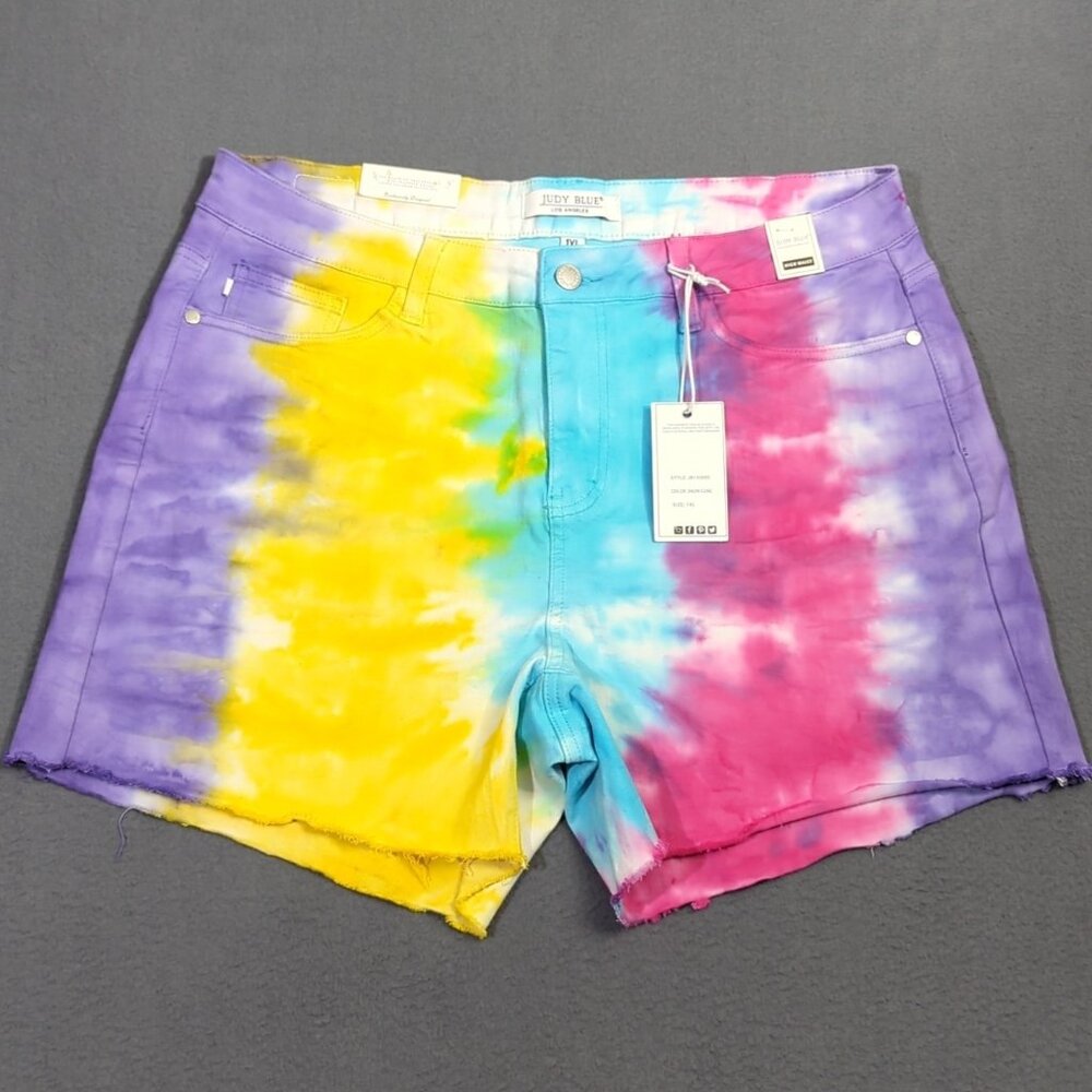 Judy Blue Jean Shorts Women's 1XL Multicolor Snow Cone Colorful High Waist Denim